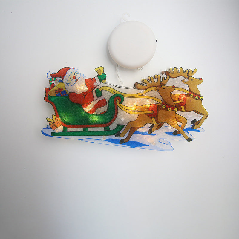 Moderne Art Deco Wasserdichte Batterie PVC Weihnachtsbaum Weihnachtsmann Rentier Dekoration Saugnapf LED Wandleuchte Für Unterhaltungsraum 