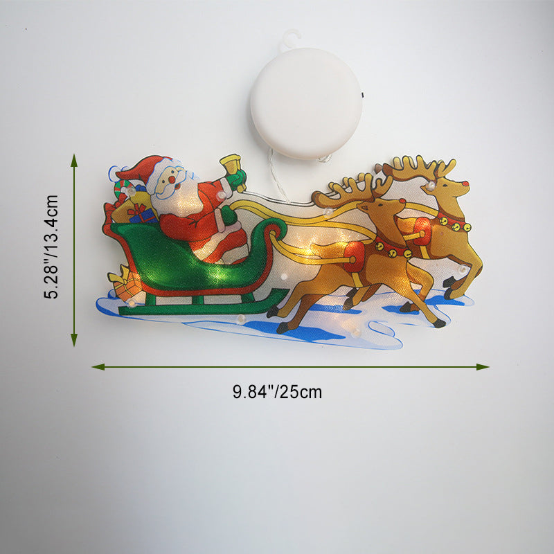 Moderne Art Deco Wasserdichte Batterie PVC Weihnachtsbaum Weihnachtsmann Rentier Dekoration Saugnapf LED Wandleuchte Für Unterhaltungsraum 