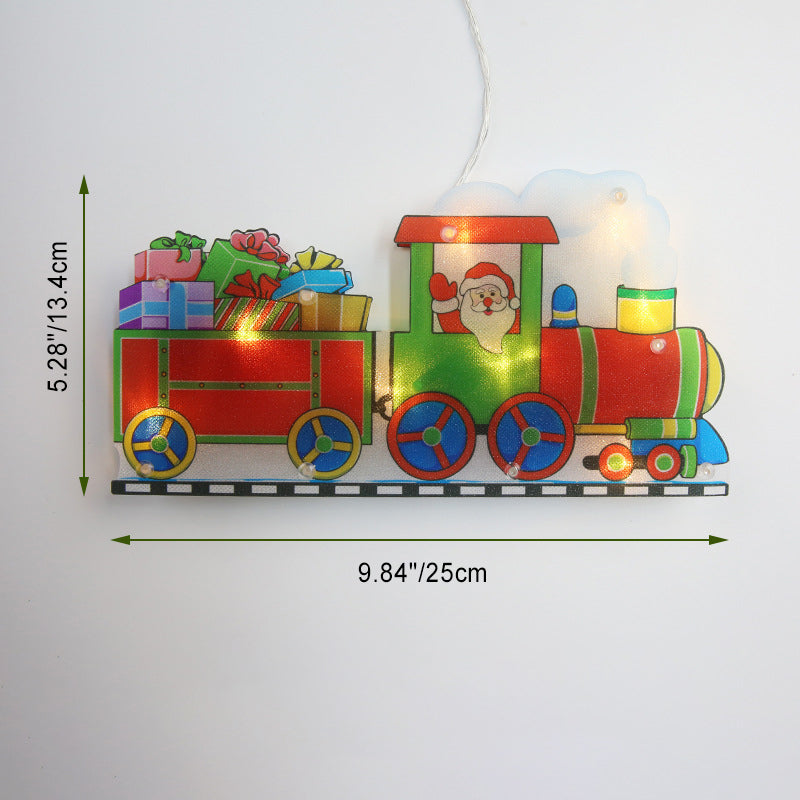 Moderne Art Deco Wasserdichte Batterie PVC Weihnachtsbaum Weihnachtsmann Rentier Dekoration Saugnapf LED Wandleuchte Für Unterhaltungsraum 