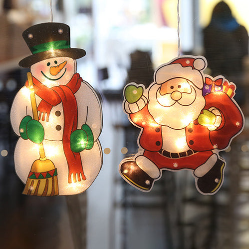 Moderne Art Deco Wasserdichte Batterie PVC Weihnachtsbaum Weihnachtsmann Rentier Dekoration Saugnapf LED Wandleuchte Für Unterhaltungsraum 