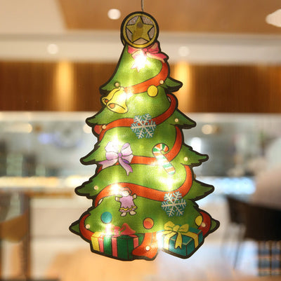 Moderne Art Deco Wasserdichte Batterie PVC Weihnachtsbaum Weihnachtsmann Rentier Dekoration Saugnapf LED Wandleuchte Für Unterhaltungsraum 
