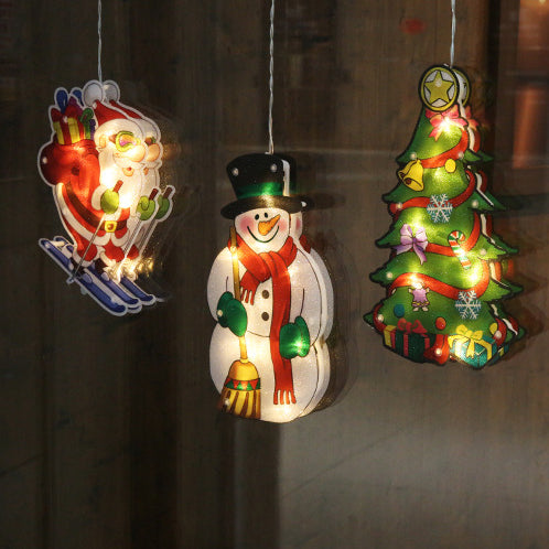 Moderne Art Deco Wasserdichte Batterie PVC Weihnachtsbaum Weihnachtsmann Rentier Dekoration Saugnapf LED Wandleuchte Für Unterhaltungsraum 