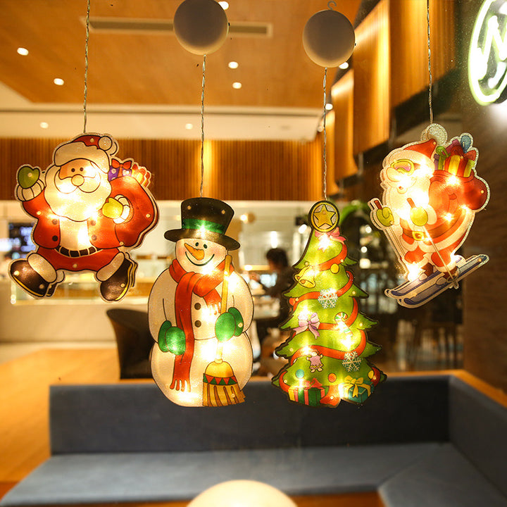 Moderne Art Deco Wasserdichte Batterie PVC Weihnachtsbaum Weihnachtsmann Rentier Dekoration Saugnapf LED Wandleuchte Für Unterhaltungsraum 