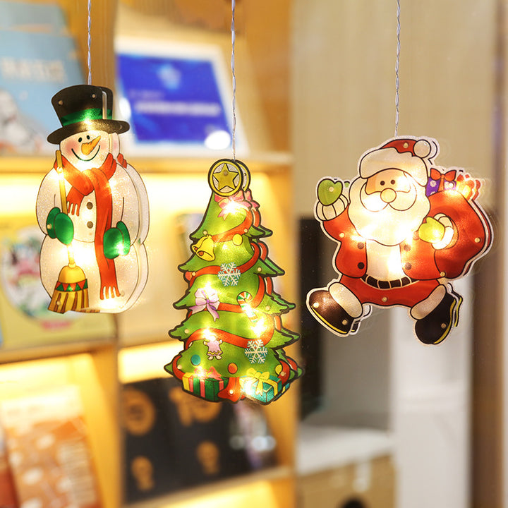 Moderne Art Deco Wasserdichte Batterie PVC Weihnachtsbaum Weihnachtsmann Rentier Dekoration Saugnapf LED Wandleuchte Für Unterhaltungsraum 