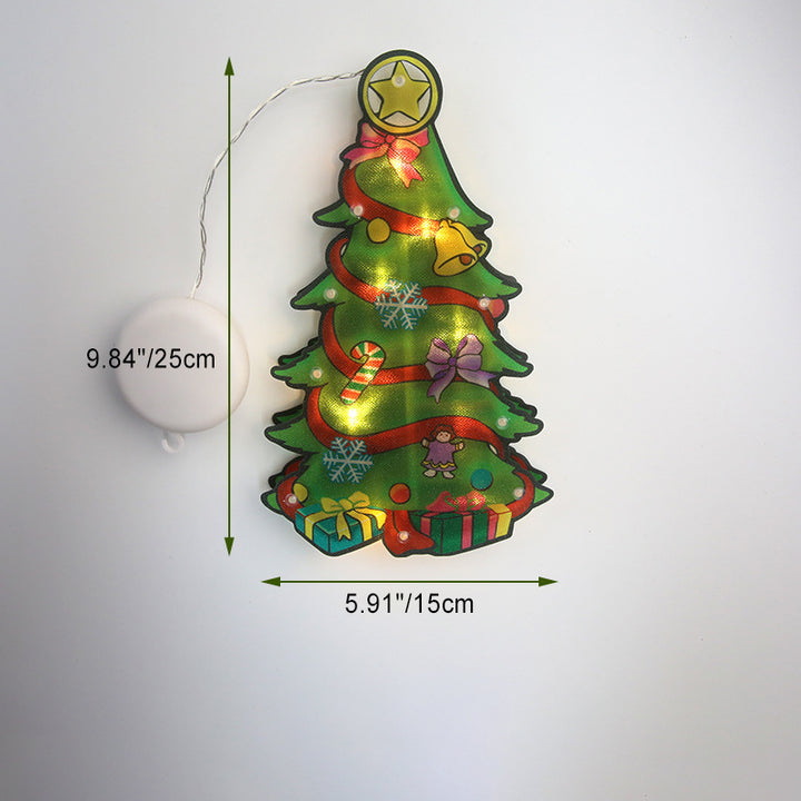 Moderne Art Deco Wasserdichte Batterie PVC Weihnachtsbaum Weihnachtsmann Rentier Dekoration Saugnapf LED Wandleuchte Für Unterhaltungsraum 