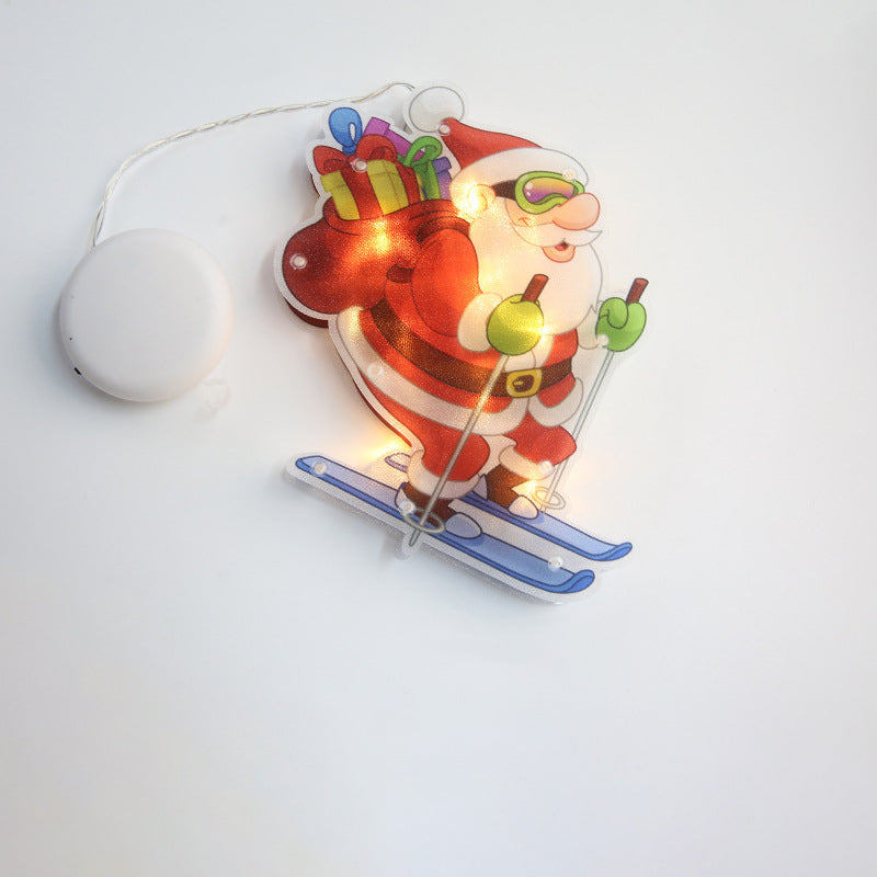 Moderne Art Deco Wasserdichte Batterie PVC Weihnachtsbaum Weihnachtsmann Rentier Dekoration Saugnapf LED Wandleuchte Für Unterhaltungsraum 