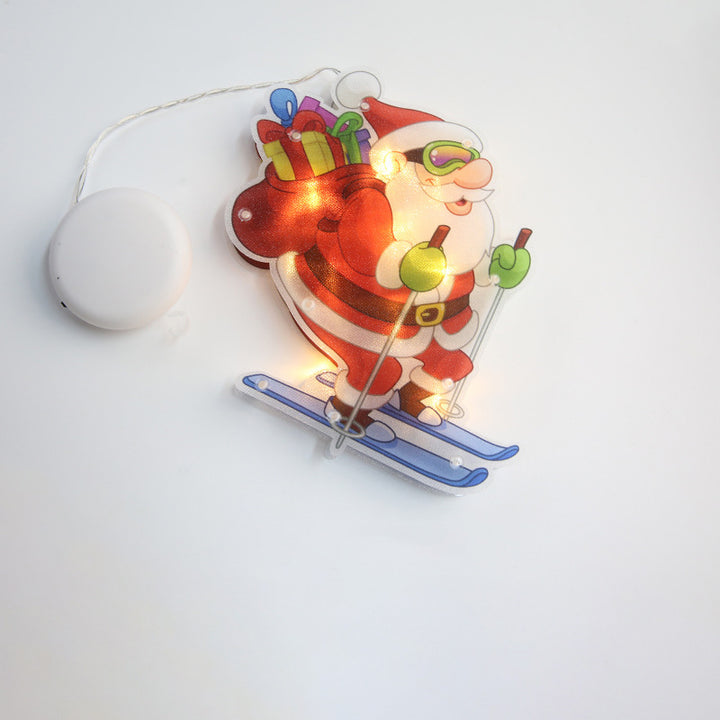 Moderne Art Deco Wasserdichte Batterie PVC Weihnachtsbaum Weihnachtsmann Rentier Dekoration Saugnapf LED Wandleuchte Für Unterhaltungsraum 