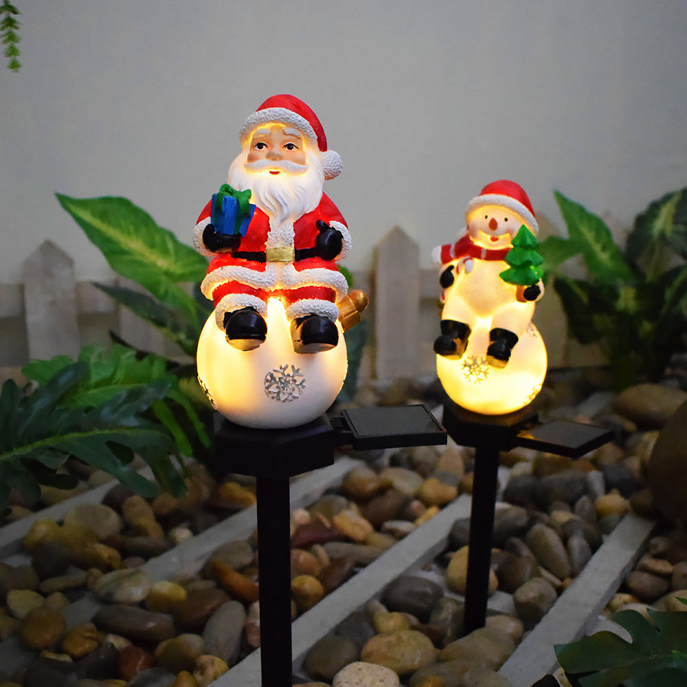 Moderne Art Deco Solar Wasserdichte Harz ABS Weihnachtsmann Schneemann Weihnachtsdekoration LED Außenbeleuchtung Landschaftsbeleuchtung für Garten 