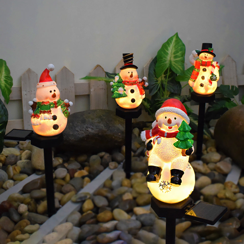 Moderne Art Deco Solar Wasserdichte Harz ABS Weihnachtsmann Schneemann Weihnachtsdekoration LED Außenbeleuchtung Landschaftsbeleuchtung für Garten 