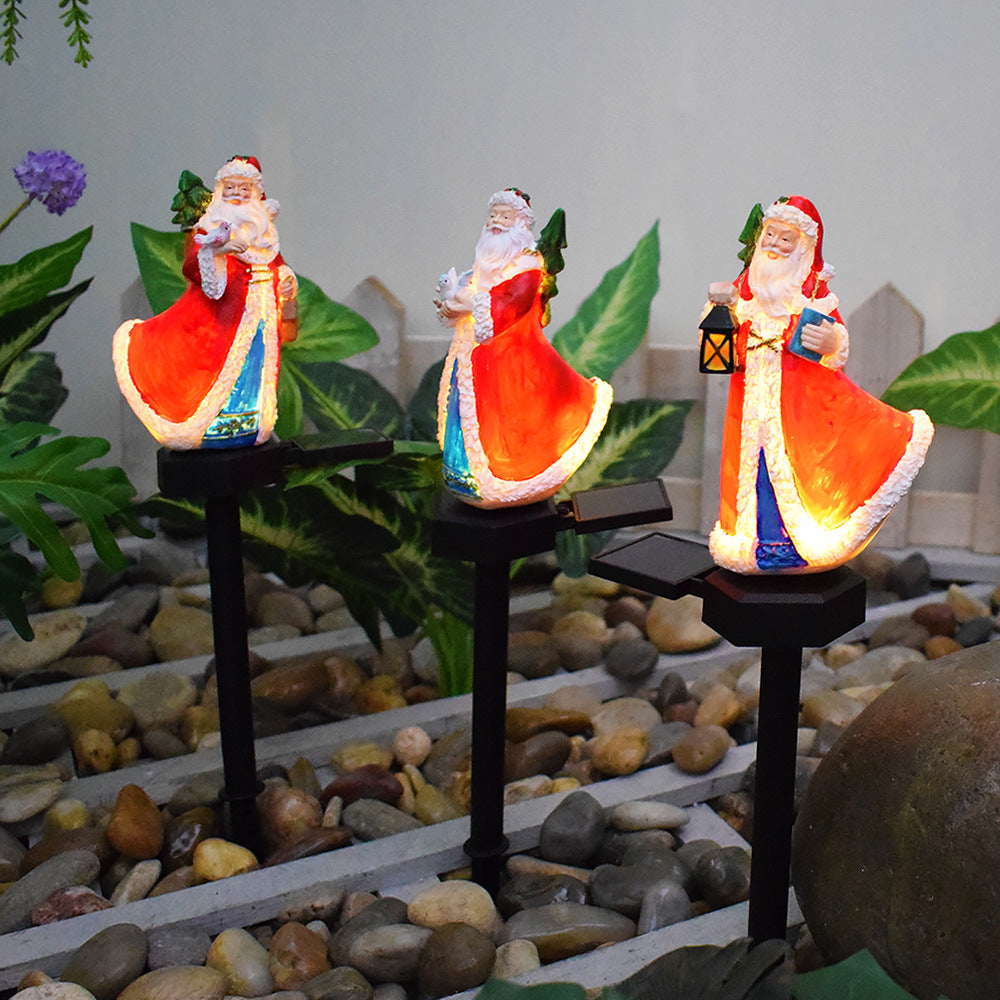 Moderne Art Deco Solar Wasserdichte Harz ABS Weihnachtsmann Schneemann Weihnachtsdekoration LED Außenbeleuchtung Landschaftsbeleuchtung für Garten 