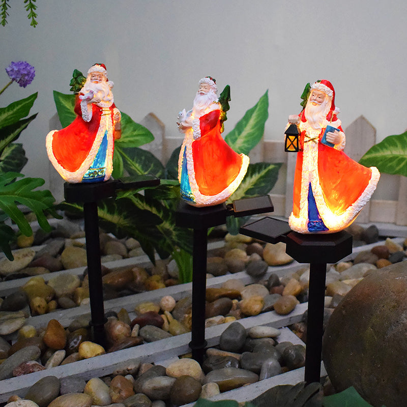 Moderno Arte Deco Solar Resistente al Agua Resina ABS Santa Muñeco de Nieve Decoración de Navidad Luz LED para Exterior Iluminación de Paisaje para Jardín 