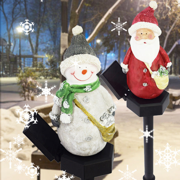 Moderne Art Deco Solar Wasserdichte Harz ABS Weihnachtsmann Schneemann Weihnachtsdekoration LED Außenbeleuchtung Landschaftsbeleuchtung für Garten 