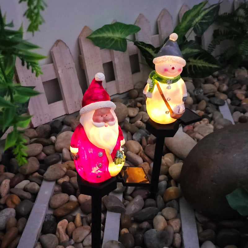 Moderno Arte Deco Solar Resistente al Agua Resina ABS Santa Muñeco de Nieve Decoración de Navidad Luz LED para Exterior Iluminación de Paisaje para Jardín 