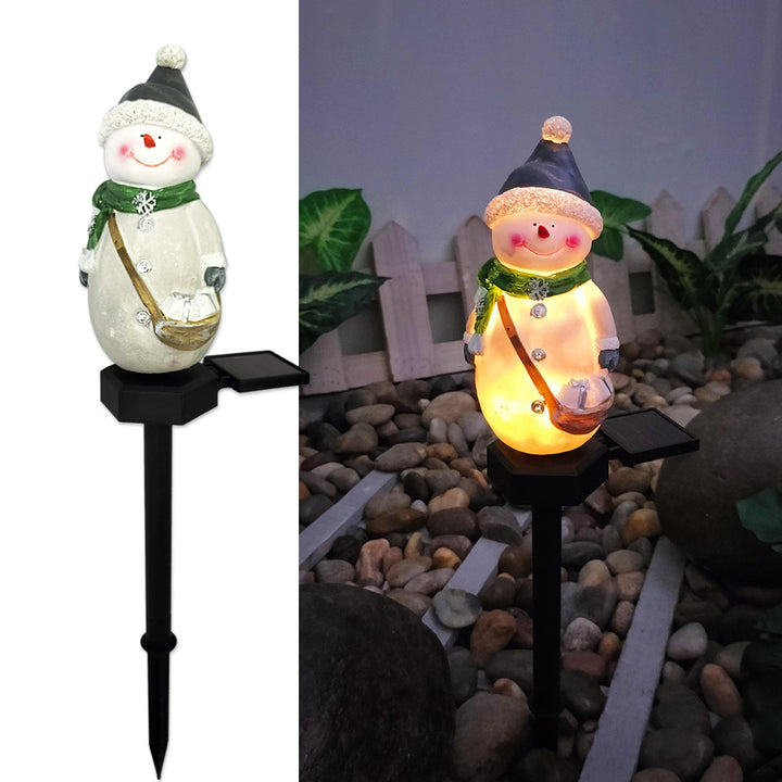 Moderne Art Deco Solar Wasserdichte Harz ABS Weihnachtsmann Schneemann Weihnachtsdekoration LED Außenbeleuchtung Landschaftsbeleuchtung für Garten 