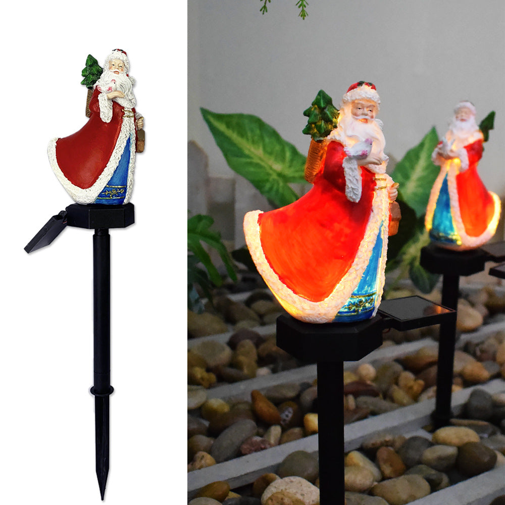Moderne Art Deco Solar Wasserdichte Harz ABS Weihnachtsmann Schneemann Weihnachtsdekoration LED Außenbeleuchtung Landschaftsbeleuchtung für Garten 