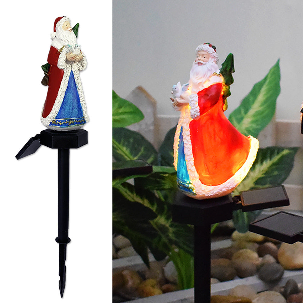 Moderne Art Deco Solar Wasserdichte Harz ABS Weihnachtsmann Schneemann Weihnachtsdekoration LED Außenbeleuchtung Landschaftsbeleuchtung für Garten 