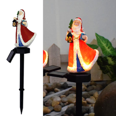 Moderno Arte Deco Solar Resistente al Agua Resina ABS Santa Muñeco de Nieve Decoración de Navidad Luz LED para Exterior Iluminación de Paisaje para Jardín 