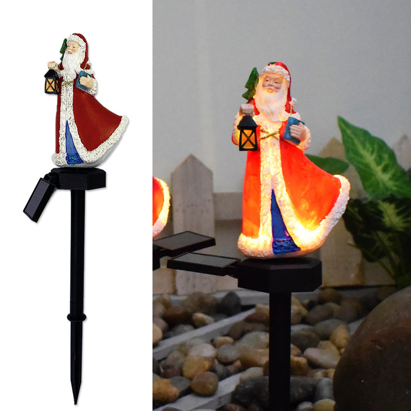 Moderno Arte Deco Solar Resistente al Agua Resina ABS Santa Muñeco de Nieve Decoración de Navidad Luz LED para Exterior Iluminación de Paisaje para Jardín 