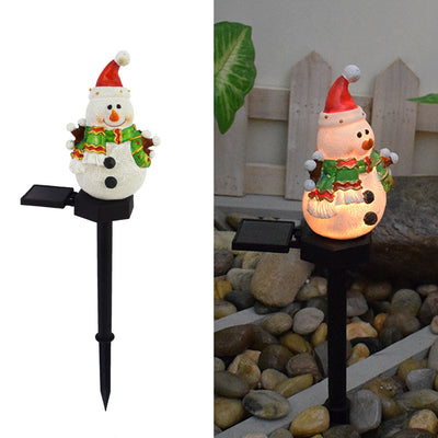 Moderno Arte Deco Solar Resistente al Agua Resina ABS Santa Muñeco de Nieve Decoración de Navidad Luz LED para Exterior Iluminación de Paisaje para Jardín 