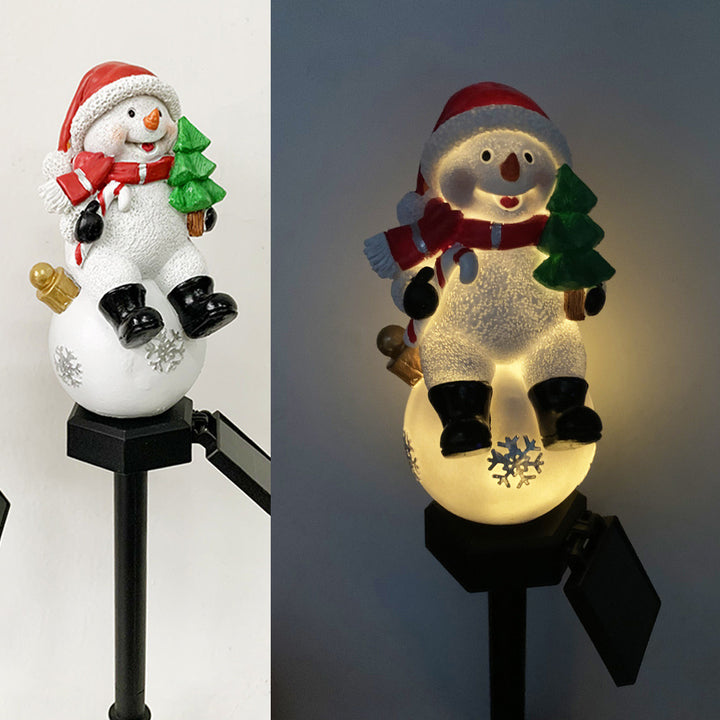 Moderne Art Deco Solar Wasserdichte Harz ABS Weihnachtsmann Schneemann Weihnachtsdekoration LED Außenbeleuchtung Landschaftsbeleuchtung für Garten 