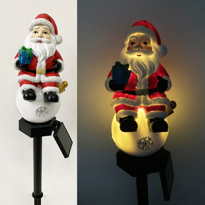 Moderne Art Deco Solar Wasserdichte Harz ABS Weihnachtsmann Schneemann Weihnachtsdekoration LED Außenbeleuchtung Landschaftsbeleuchtung für Garten 