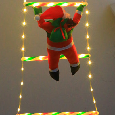 モダンアールデコ防水USBレザーコードサンタクライミングラダークリスマスデコレーションLEDストリングライトアウトドアライト用アウトドアパティオ 