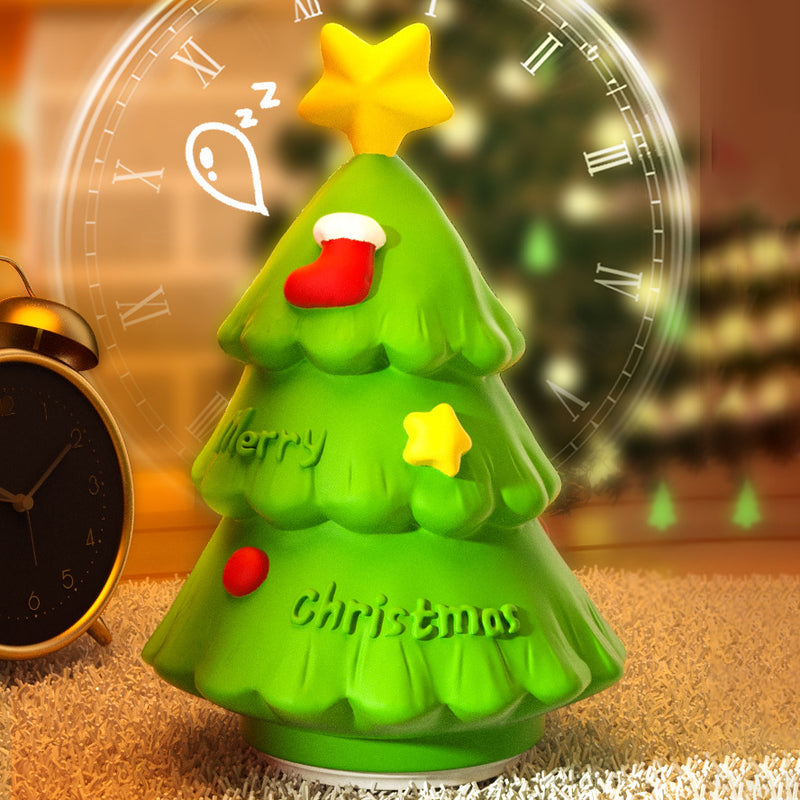 Zeitgenössische kreative wiederaufladbare ABS-Silikon-Weihnachtsbaum-LED-Tischlampe Nachtlicht für das Bett 
