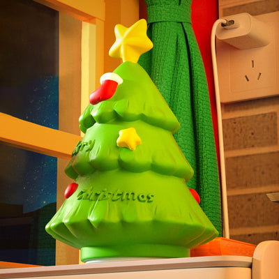 Zeitgenössische kreative wiederaufladbare ABS-Silikon-Weihnachtsbaum-LED-Tischlampe Nachtlicht für das Bett 