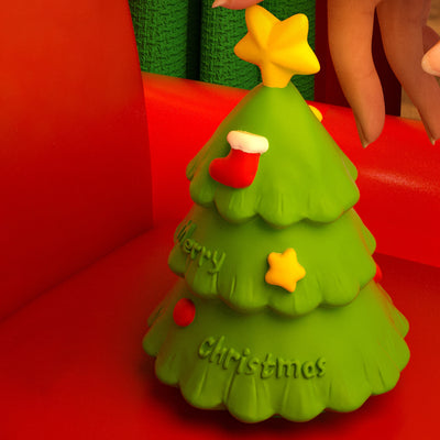Zeitgenössische kreative wiederaufladbare ABS-Silikon-Weihnachtsbaum-LED-Tischlampe Nachtlicht für das Bett 