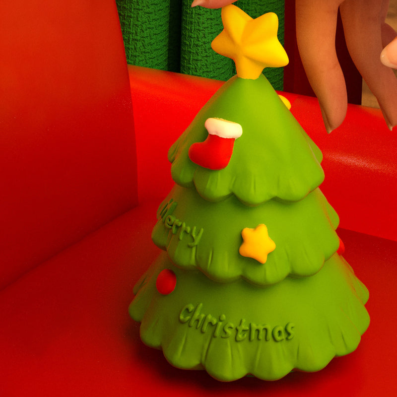 Zeitgenössische kreative wiederaufladbare ABS-Silikon-Weihnachtsbaum-LED-Tischlampe Nachtlicht für das Bett 