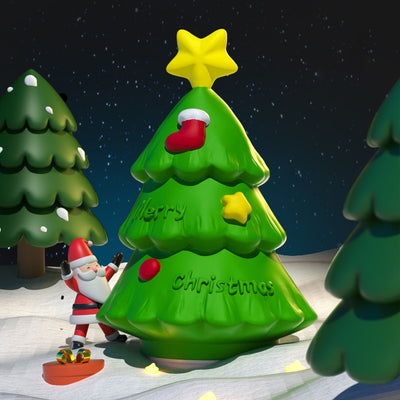 Zeitgenössische kreative wiederaufladbare ABS-Silikon-Weihnachtsbaum-LED-Tischlampe Nachtlicht für das Bett 