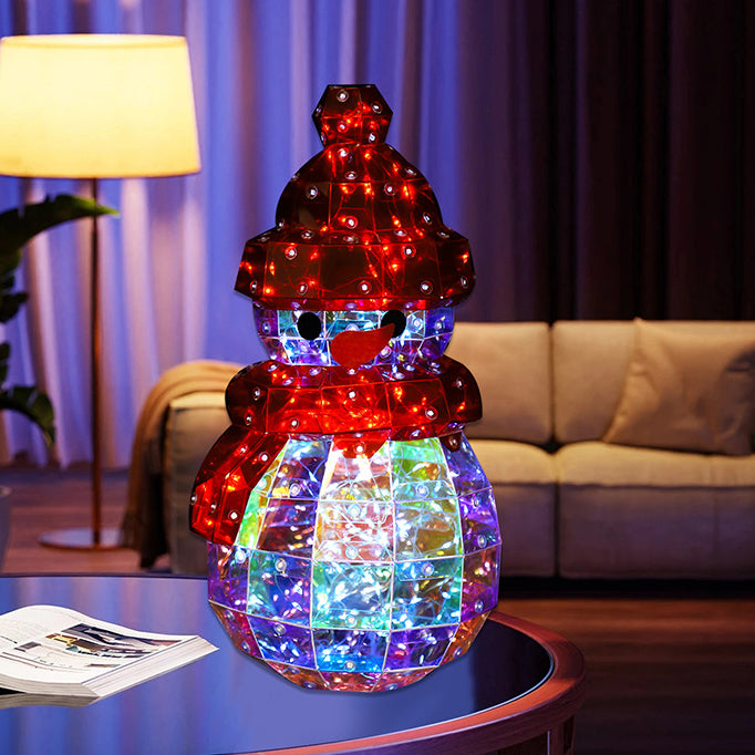Moderne Art Deco PET Laser Schneemann Dekoration LED Tischlampe für den Nachttisch 