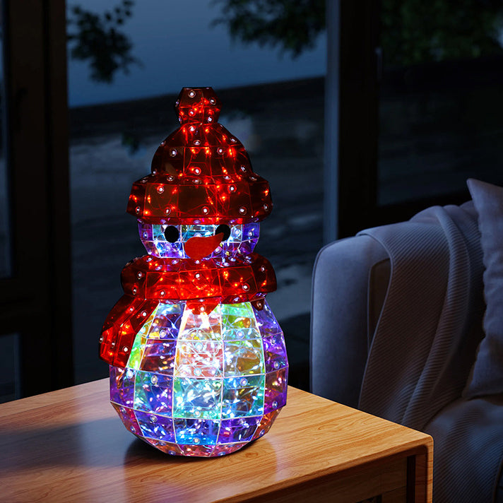 Moderne Art Deco PET Laser Schneemann Dekoration LED Tischlampe für den Nachttisch 