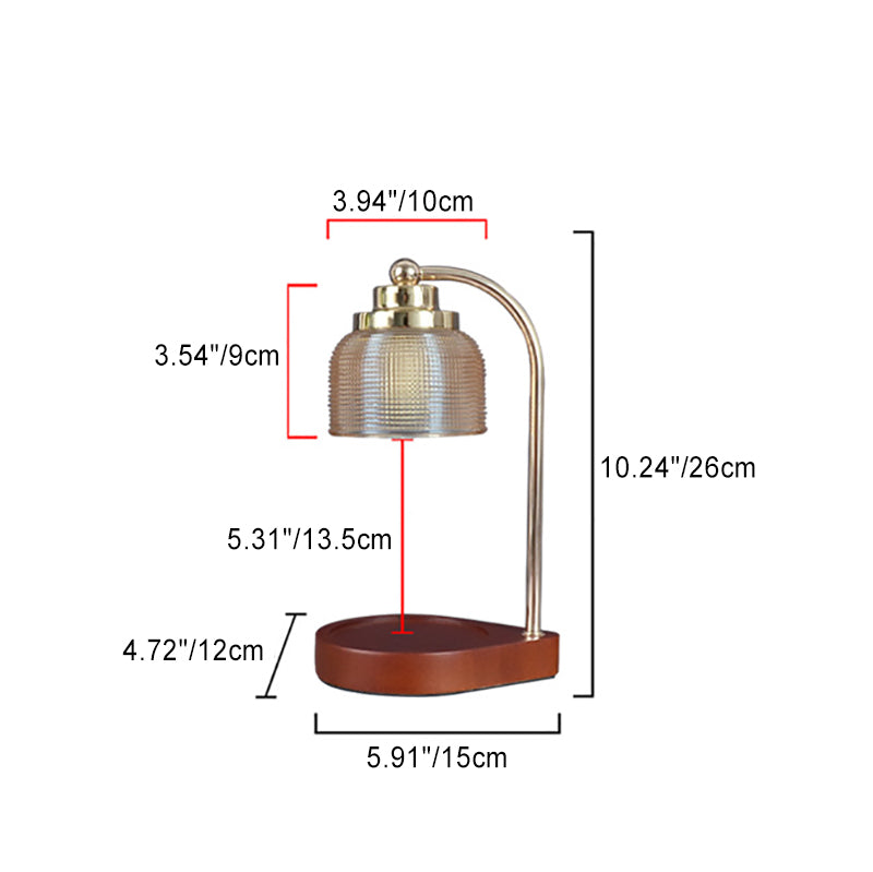 Lampe de table en cire fondue à 1 lumière avec cylindre en verre et bois de fer vintage traditionnel, levable, pour chambre à coucher 