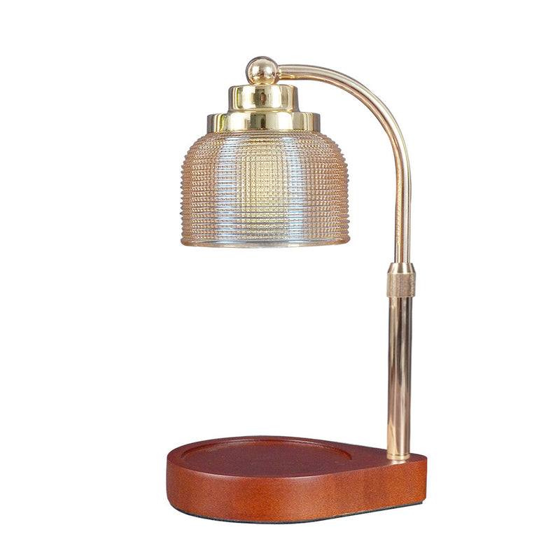 Lampe de table en cire fondue à 1 lumière avec cylindre en verre et bois de fer vintage traditionnel, levable, pour chambre à coucher 