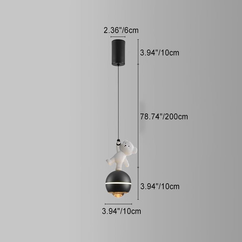 ضوء قلادة LED على شكل كرة دب باندا للأطفال قابل للرفع من الألومنيوم النوردي المعاصر للجانب السرير 