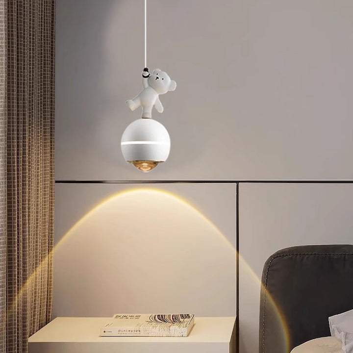 Luz colgante LED de bola de oso panda para niños, elevable, de aluminio nórdico contemporáneo, para mesita de noche 