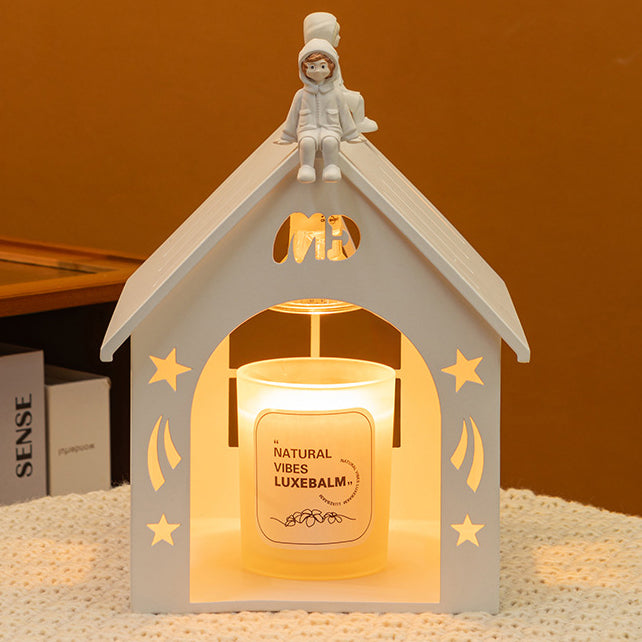 Lampe de table en fer décorative contemporaine nordique creuse à 1 lumière à cire fondante pour chambre à coucher 