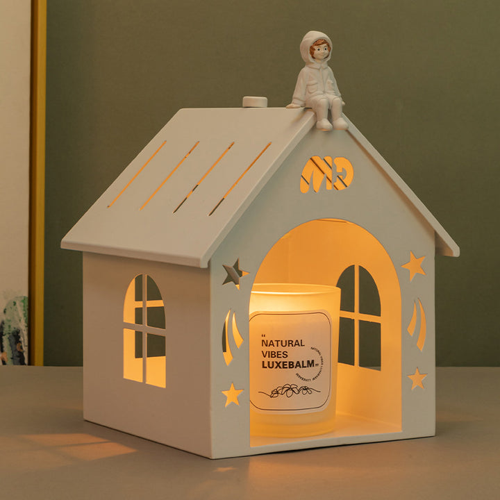 Lampe de table en fer décorative contemporaine nordique creuse à 1 lumière à cire fondante pour chambre à coucher 