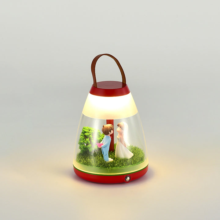 Contemporary Creative Rechargeable ABS Acrylic Cylinder Animal Wedding Portable LED Table Lamp Night Light For Dining Room