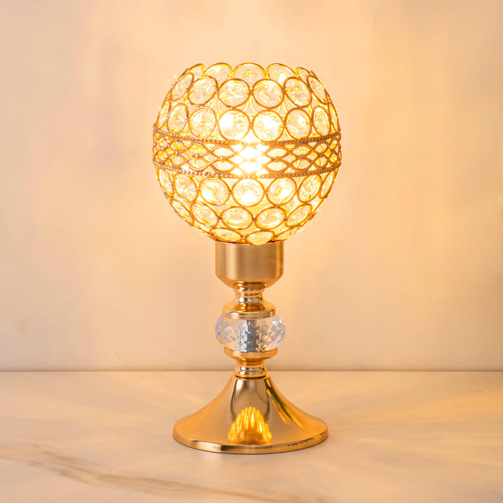 Lampe de table moderne de luxe USB en cristal cylindre à perles treillis 1 lumière pour chevet 