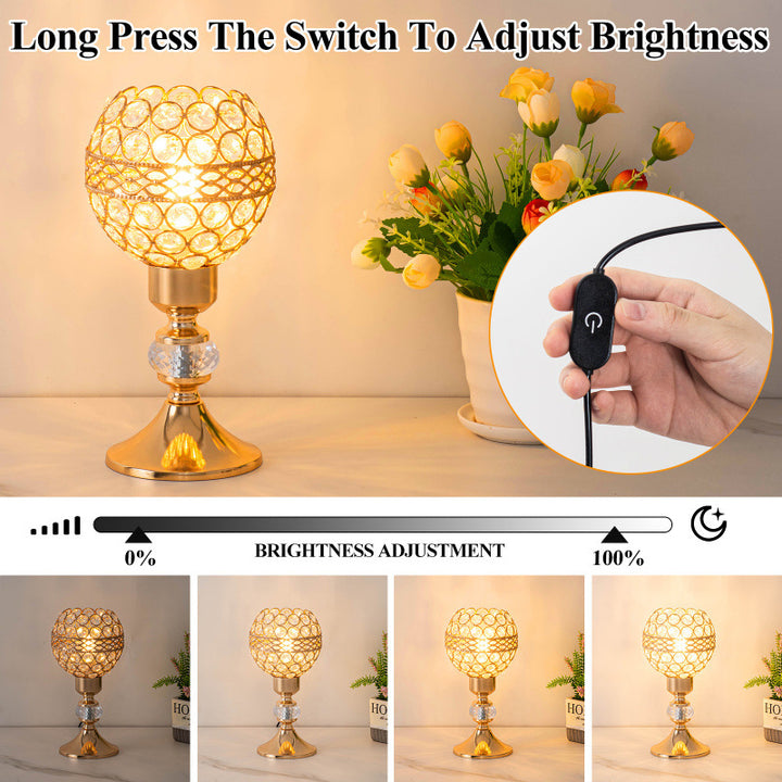 Lampe de table moderne de luxe USB en cristal cylindre à perles treillis 1 lumière pour chevet 