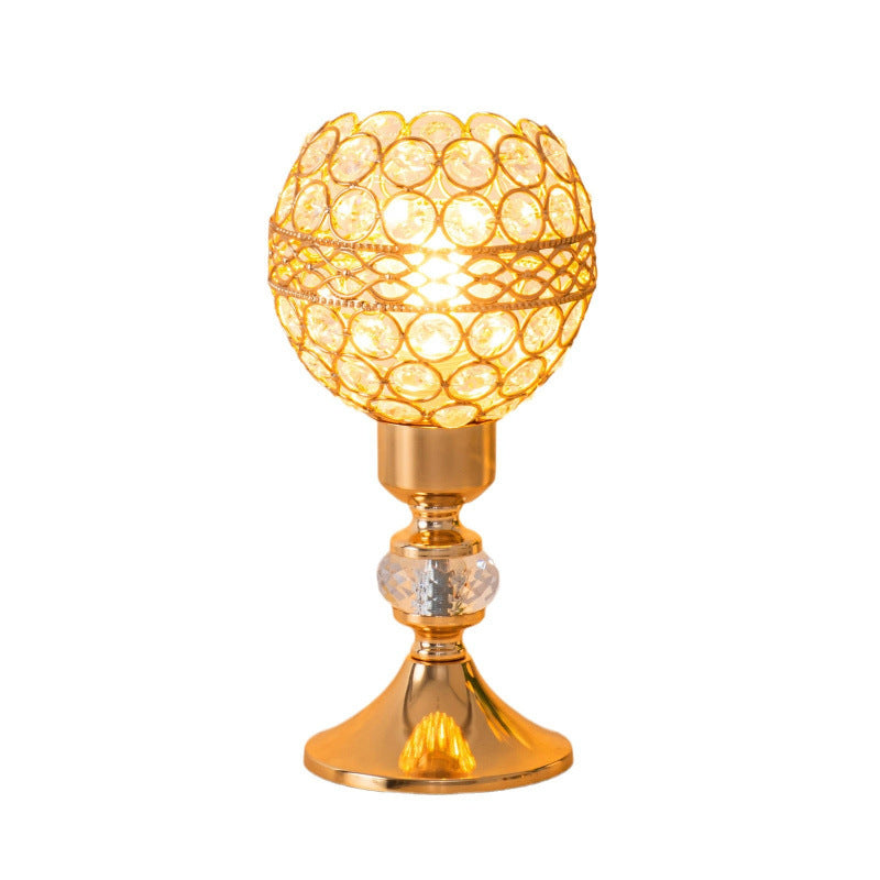Lampe de table moderne de luxe USB en cristal cylindre à perles treillis 1 lumière pour chevet 