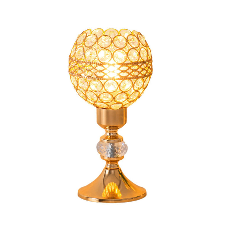 Lampe de table moderne de luxe USB en cristal cylindre à perles treillis 1 lumière pour chevet 