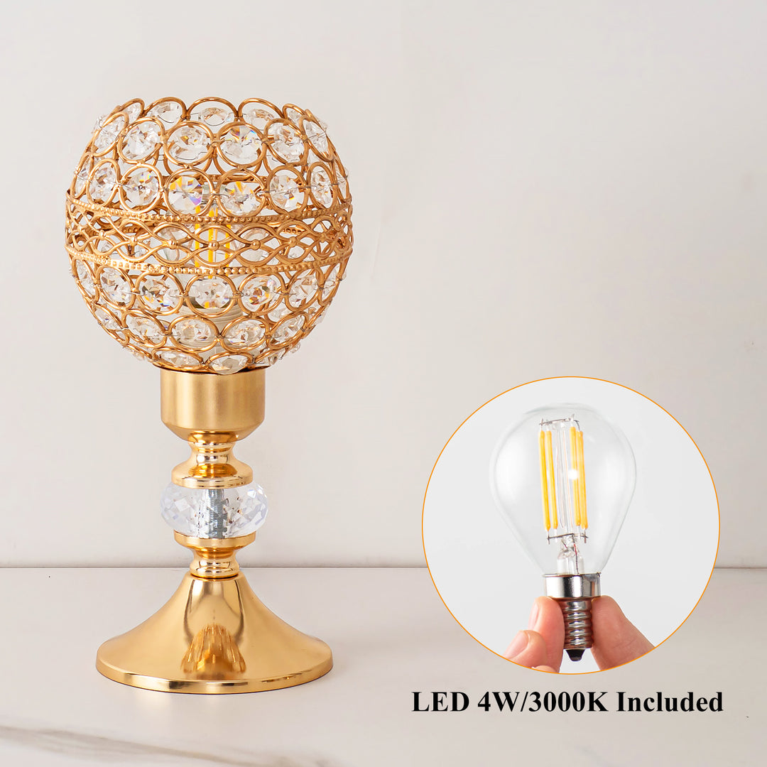 Lampe de table moderne de luxe USB en cristal cylindre à perles treillis 1 lumière pour chevet 