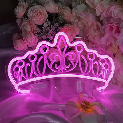 Modern Art Deco Silica Acrylic Crown LED Table Lamp Neon Lighting For Bedroom