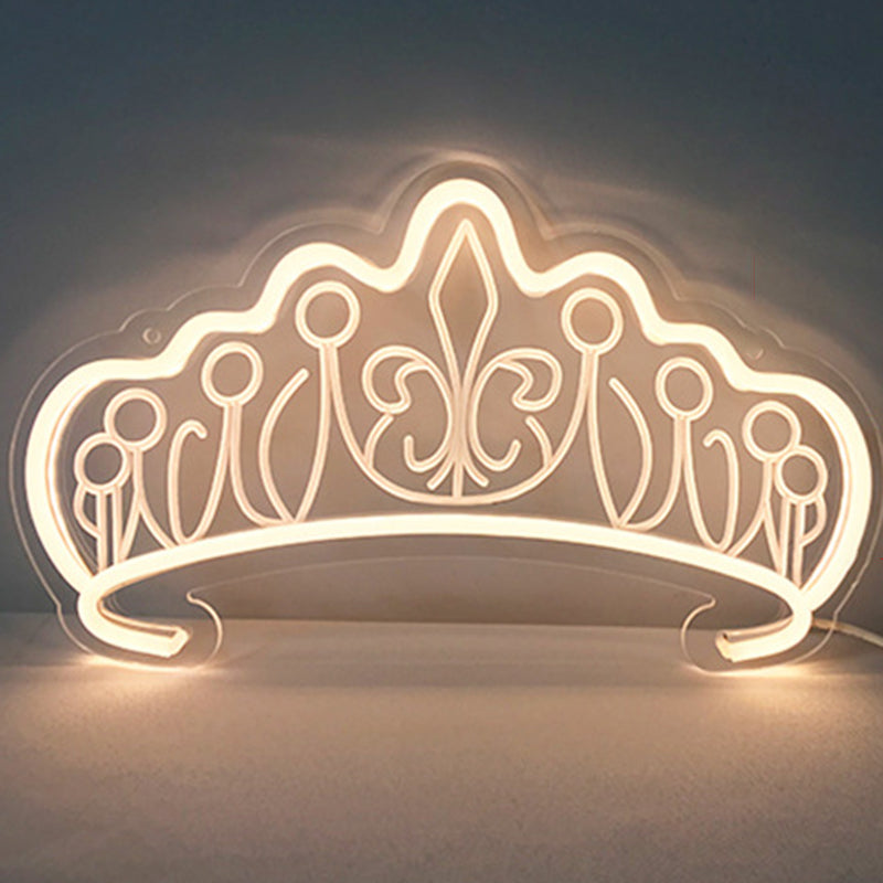 Modern Art Deco Silica Acrylic Crown LED Table Lamp Neon Lighting For Bedroom
