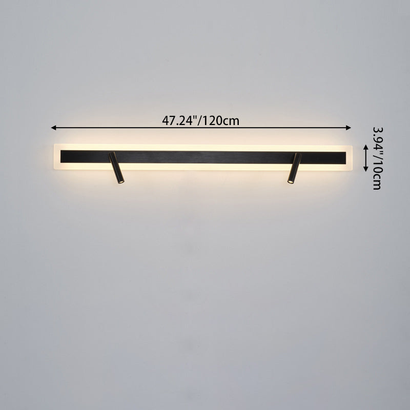 Applique murale LED minimaliste moderne en aluminium et acrylique rectangulaire rotative pour chevet 