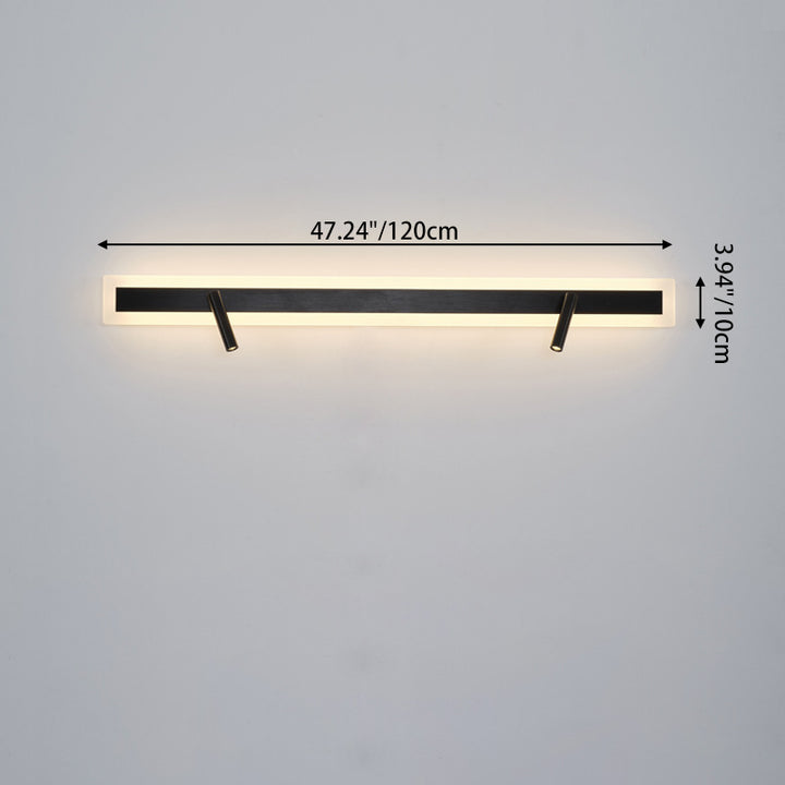Applique murale LED minimaliste moderne en aluminium et acrylique rectangulaire rotative pour chevet 