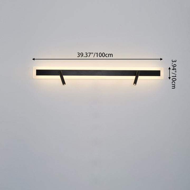 Applique murale LED minimaliste moderne en aluminium et acrylique rectangulaire rotative pour chevet 